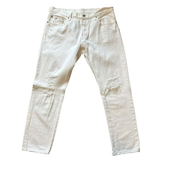Levi’s 501 CT White Straight Leg Distressed Jeans - Picture 4 of 12